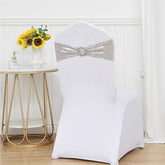 Lofaris Silver Sequin Buckles Banquet Chair Sash Band Bows